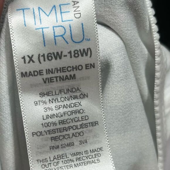 Time And Tru Striped Green And White One-Piece Swimsuit, Size 1X (16W-18W), NWT - Picture 9 of 9